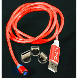 Verlichte laadkabel rood magnetische stekkers voor telefoons