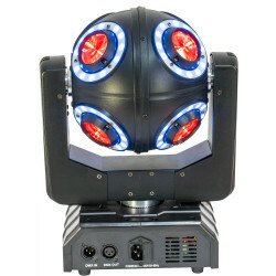 DMX-BESTUURDE MOVING HEAD MET 4-IN-1 RGBW LED's & 8 LICHTRIN