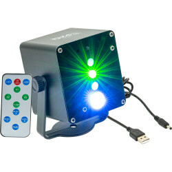 3W RGB LED & LASER EFFECT IN ZAKFORMAAT OP BATTERIJ
