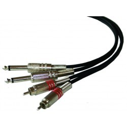 Muziekkabel 2xTulp naar 2x6,35 mono jack - 5m